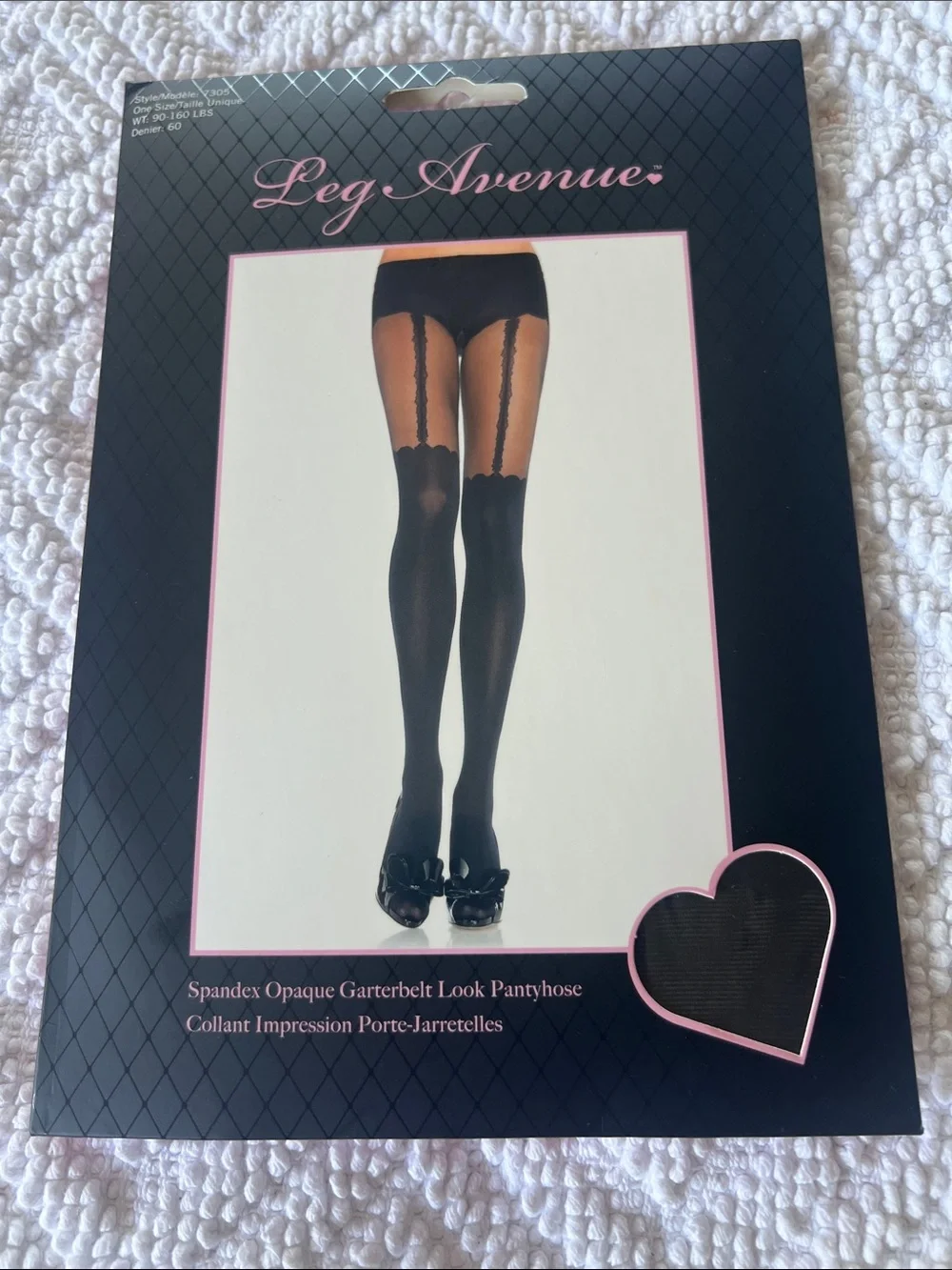Leg Avenue Black Opaque Garter-Look Stockings with Scalloped Top